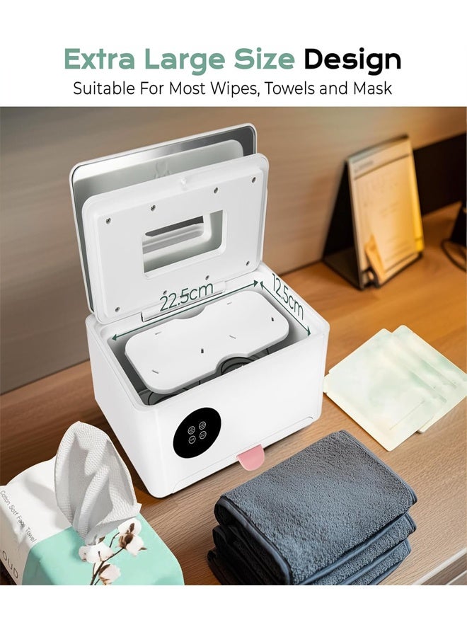 بيوينتي مدفئ مناديل الأطفال وجهاز توزيع المناديل المبللة مع مدفئ للأقنعة، مزود بتحكم ذكي دقيق في درجة الحرارة، سعة كبيرة، شاشة لمس بشاشة عرض LED، تسخين متساوٍ، تشغيل هادئ لغرف الأطفال والسفر - Image 4